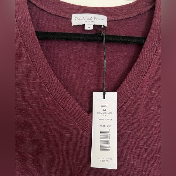 Michael Stars Sam V Neck Top in Eggplant | Women’s M - Picture 4 of 5